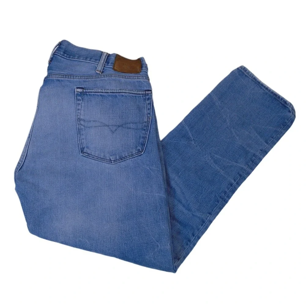 Polo Ralph‎ Lauren Button Fly Blue Faded Distressed Jeans 165/98c Men's 38x30